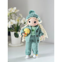 Handmade Doll with Knitted Clothes