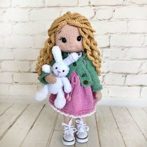 Muñeca Rubia Pelo Rizado Crochet