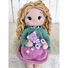 Muñeca Rubia Pelo Rizado Crochet