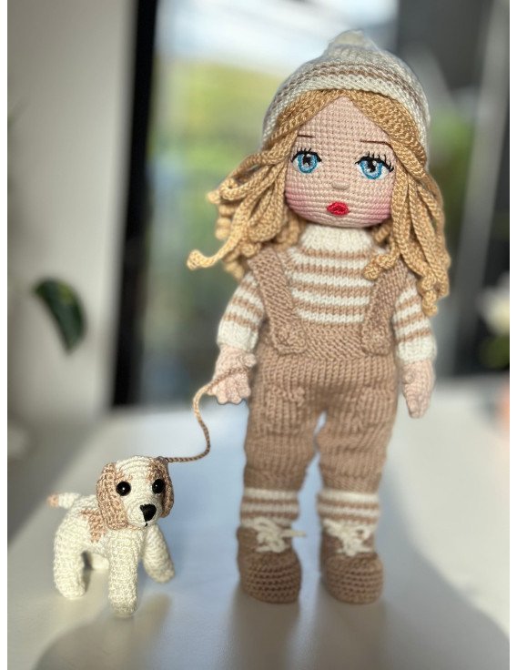 Crochet doll with dog