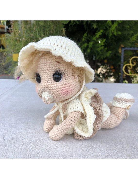 Crochet baby doll with pacifier