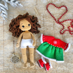 Crochet doll in Christmas  dress