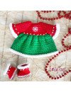 Traje de Navidad de ganchillo para muñeca