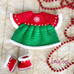 Traje de Navidad de ganchillo para muñeca