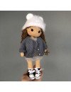 Custom Crochet Doll with Brown Hair and Gray Clothes