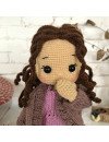 Custom Crochet Braided Brown Hair Doll in Pink Dress