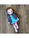 Stuffed Crochet Doll with Bendable Limbs and Curly Hair