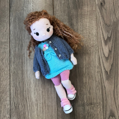 Stuffed Crochet Doll with Bendable Limbs and Curly Hair