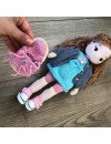 Stuffed Crochet Doll with Bendable Limbs and Curly Hair