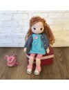 Stuffed Crochet Doll with Bendable Limbs and Curly Hair