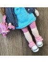 Stuffed Crochet Doll with Bendable Limbs and Curly Hair