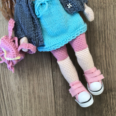 Stuffed Crochet Doll with Bendable Limbs and Curly Hair