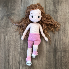 Stuffed Crochet Doll with Bendable Limbs and Curly Hair