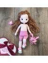 Stuffed Crochet Doll with Bendable Limbs and Curly Hair