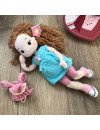 Stuffed Crochet Doll with Bendable Limbs and Curly Hair