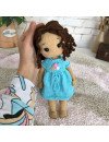 Meet the Braided Brown Hair Crochet Doll in a Blue Dress with Ice Cream Print