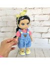 Custom Crochet Black Hair Doll with Blue Overalls